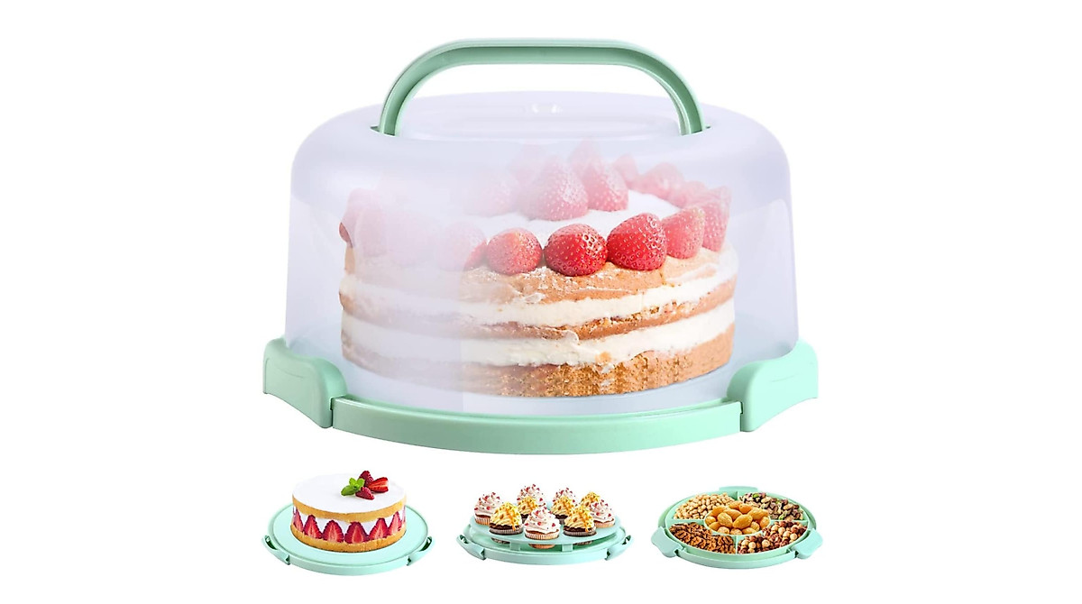 Ohuhu Cake Carrier - Secure 10-inch Cake & Cupcake Transport