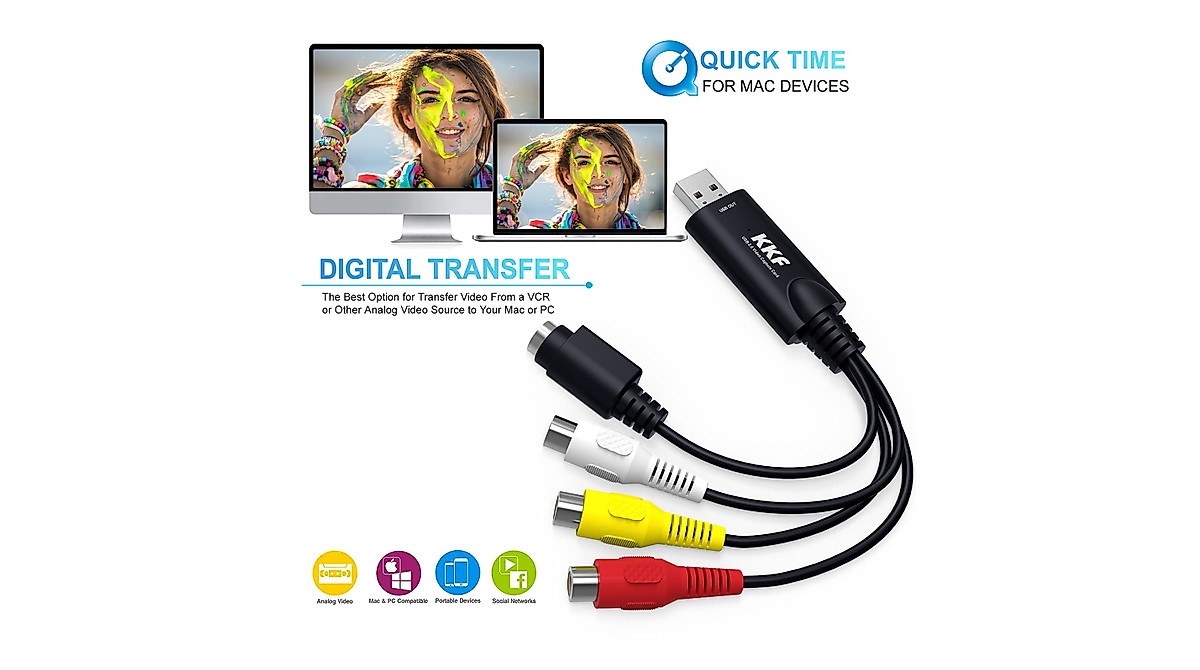 Kkf RCA to USB Video Capture Card - Convert VHS to Digital