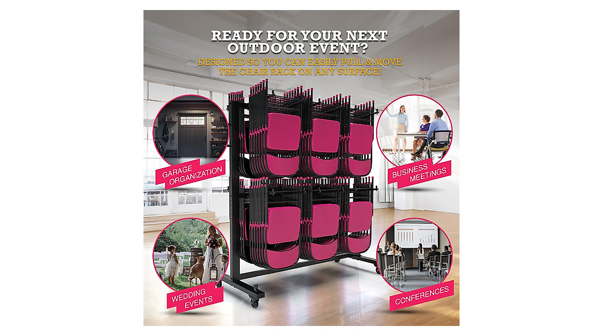 ALAGPRO Folding Chair Rack - 84 Chair Capacity Storage Cart