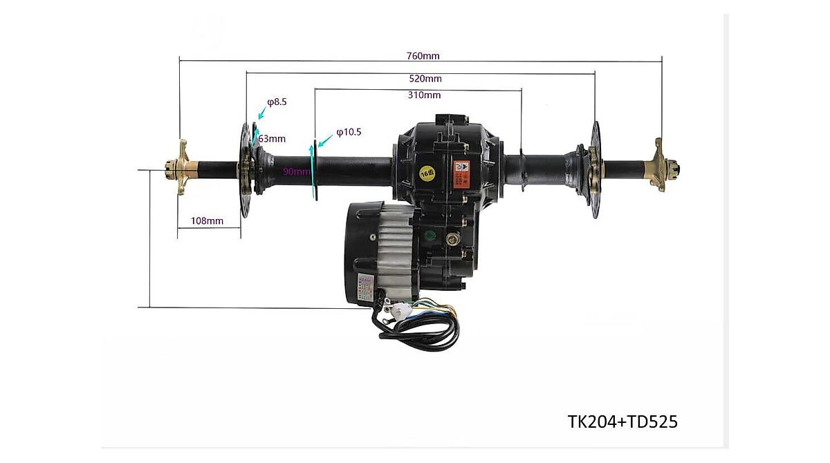 YC Yier 72V Electric Motor & Differential Axle Kit