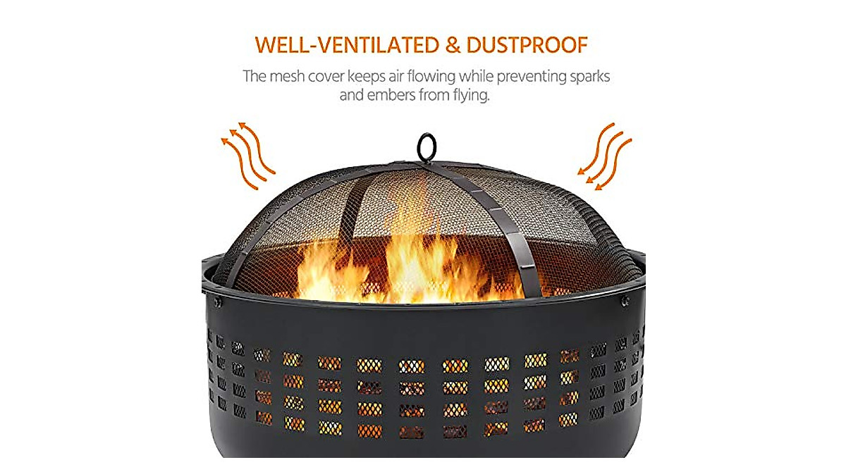 Yaheetech 25in Fire Pit - Durable Outdoor Wood-Burning Fire Bowl