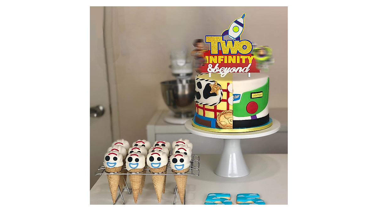 Two Infinity and Beyond Cake Topper for 2nd Birthday Boy Girl