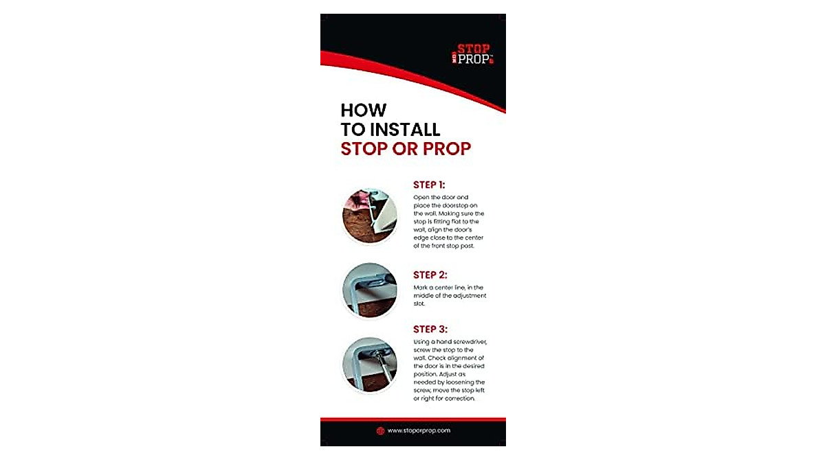 Stop or Prop Black Door Stop & Prop - No-Drill, Shock Absorption