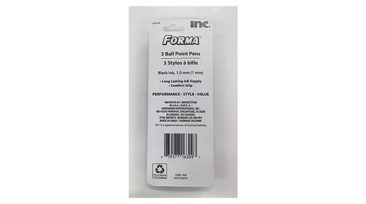 Forma 1.0 mm Ball Point Pen 3 Pack - Smooth Writing