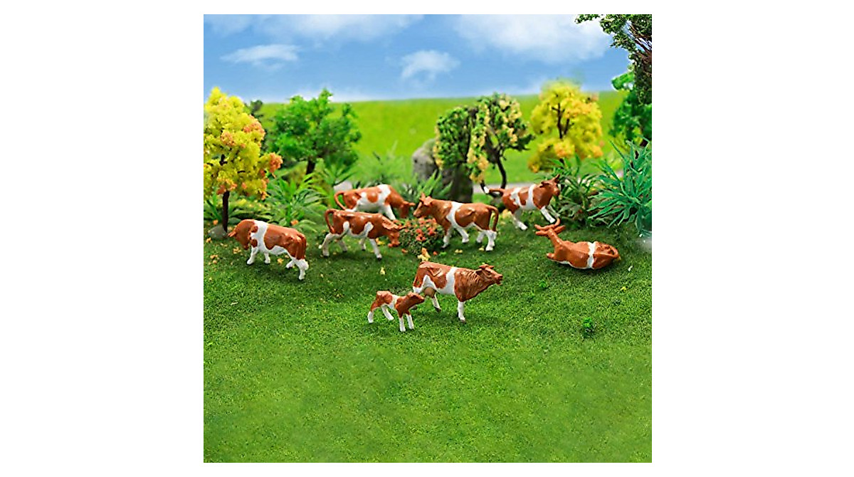 HO Scale Animals 36-Piece HO Scale Farm Animal Set - Cows & Figures For Model Train Layouts (1:87 Scale) HO Scale Farm Animal Figures 1:87 - View #7
