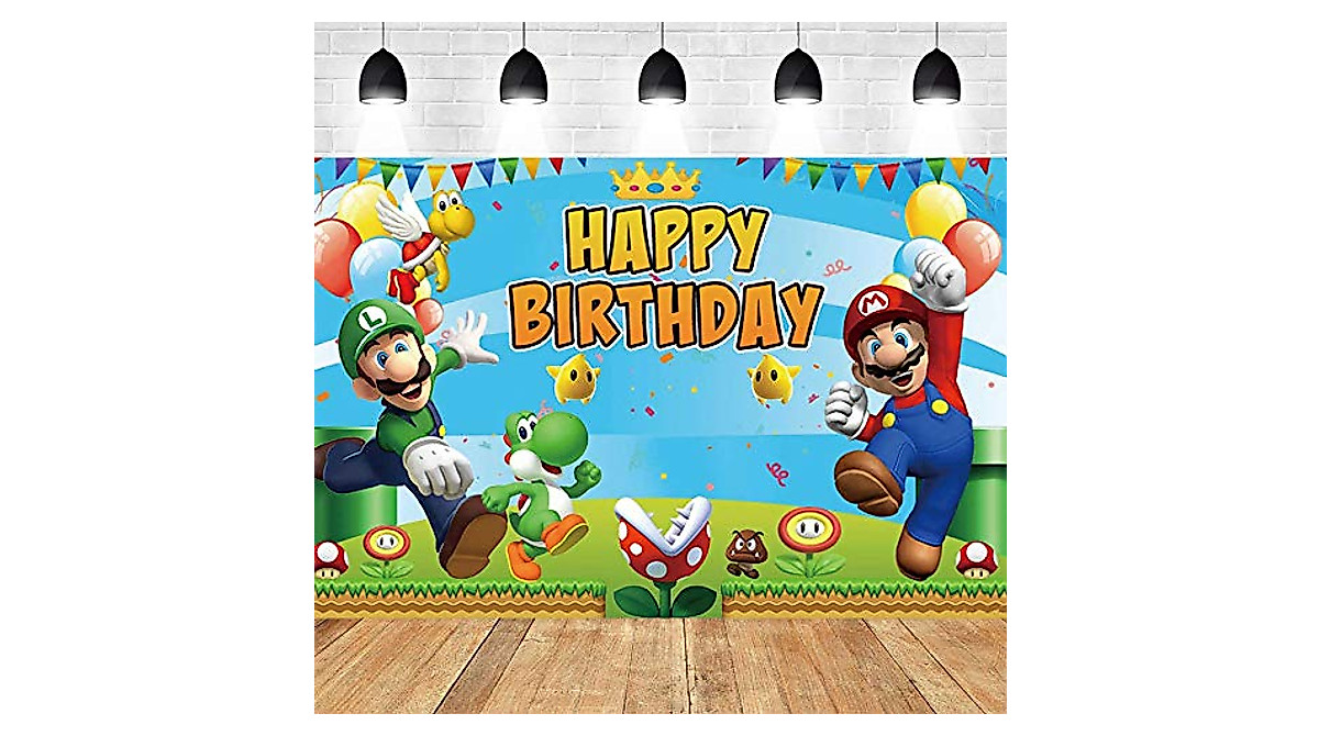 Super Mario Backdrop 5x3 Feet for Birthday Party Photos