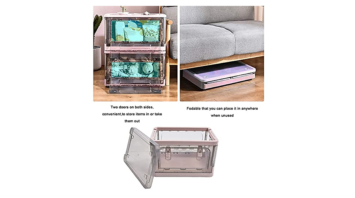 Plplaaoo 35L Stackable Storage Bin with Wheels & Double Doors