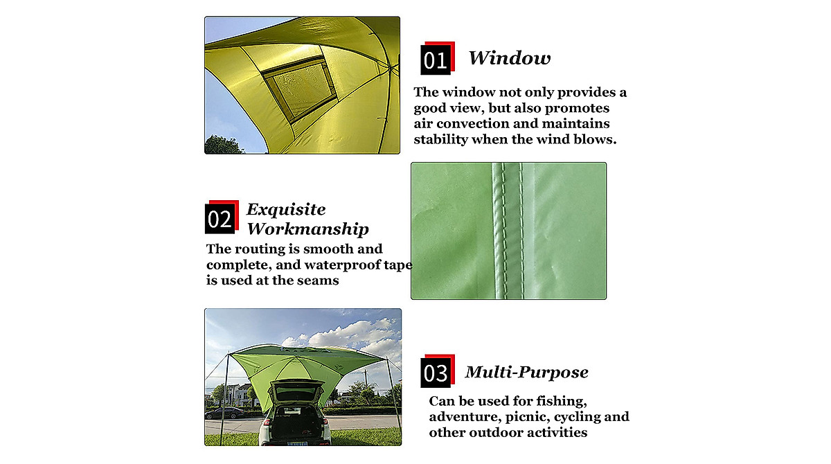 DYRABREST Car Tailgate Tent Canopy – Leak-Proof 110x74 SUV Shade