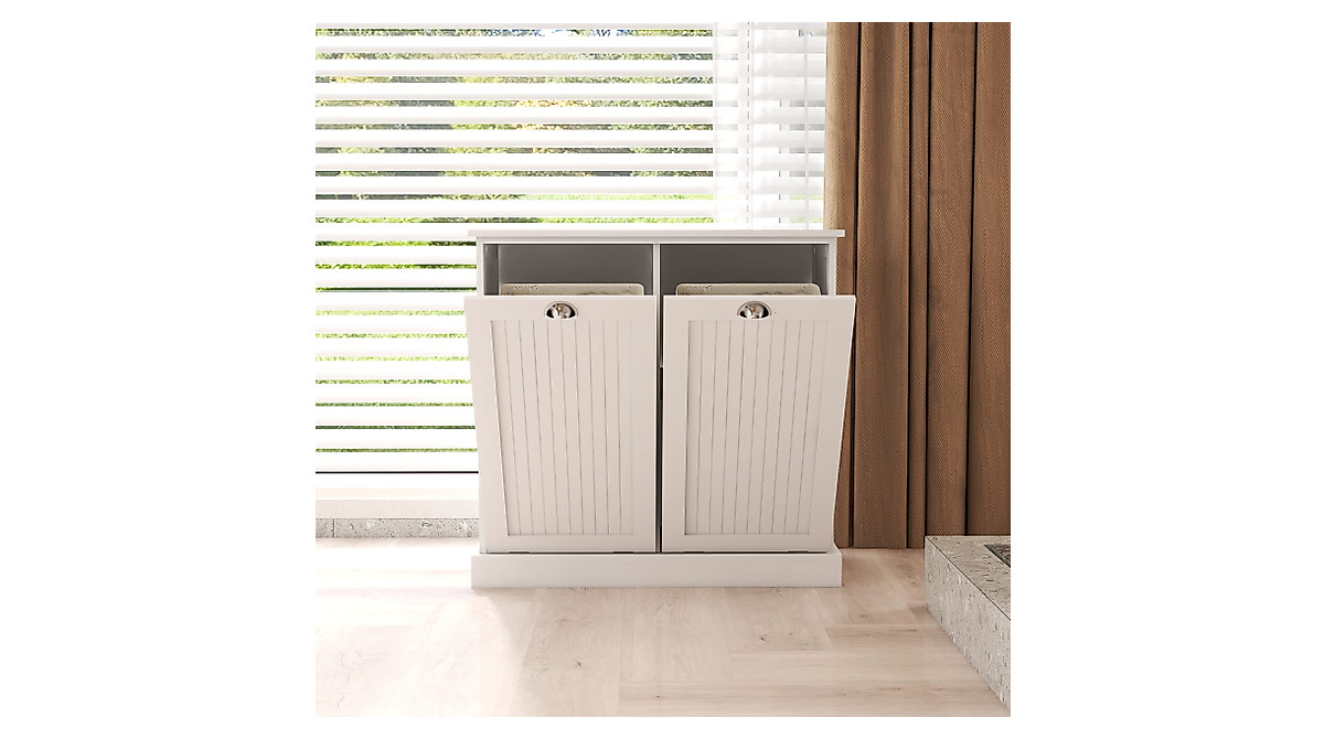 RASOO Double Tilt Out Trash Cabinet - Space-Saving Laundry Sorter