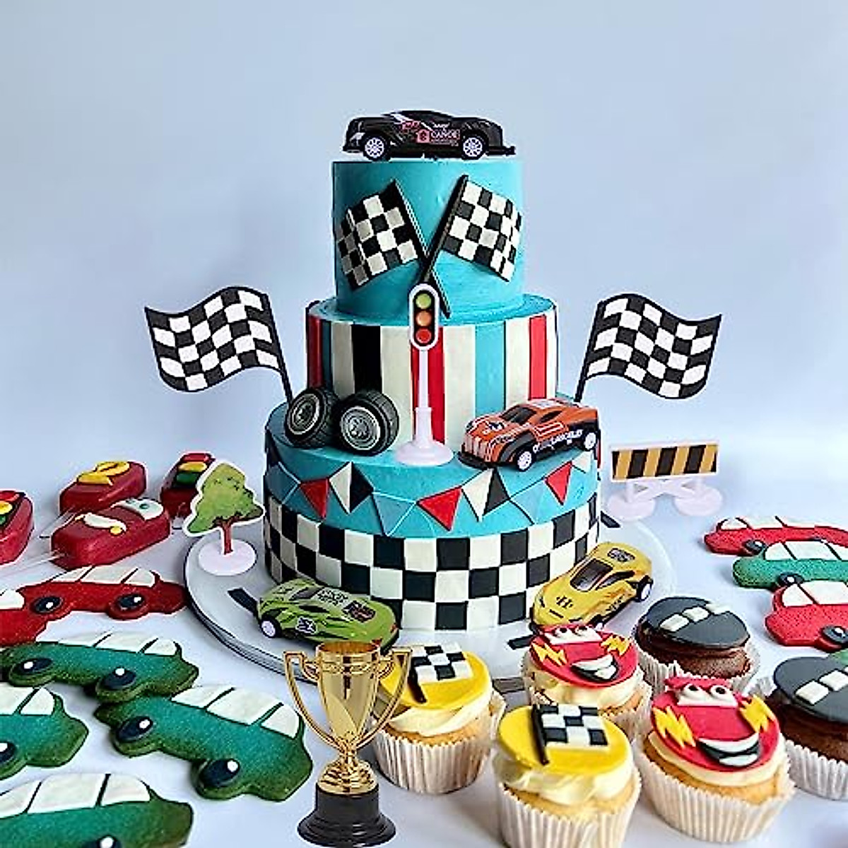 Queeke Race Car Cake Toppers for Birthday Parties