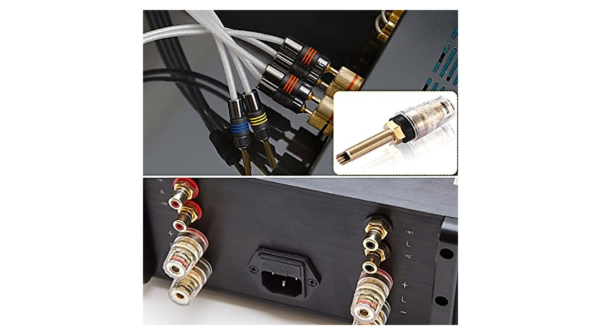 Facmogu Heavy Duty 5-Way Binding Posts - Gold-Plated Speaker Terminals