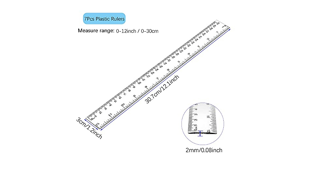 7 Pack Clear Rulers - 12 Inch Transparent Plastic Rulers for School and ...