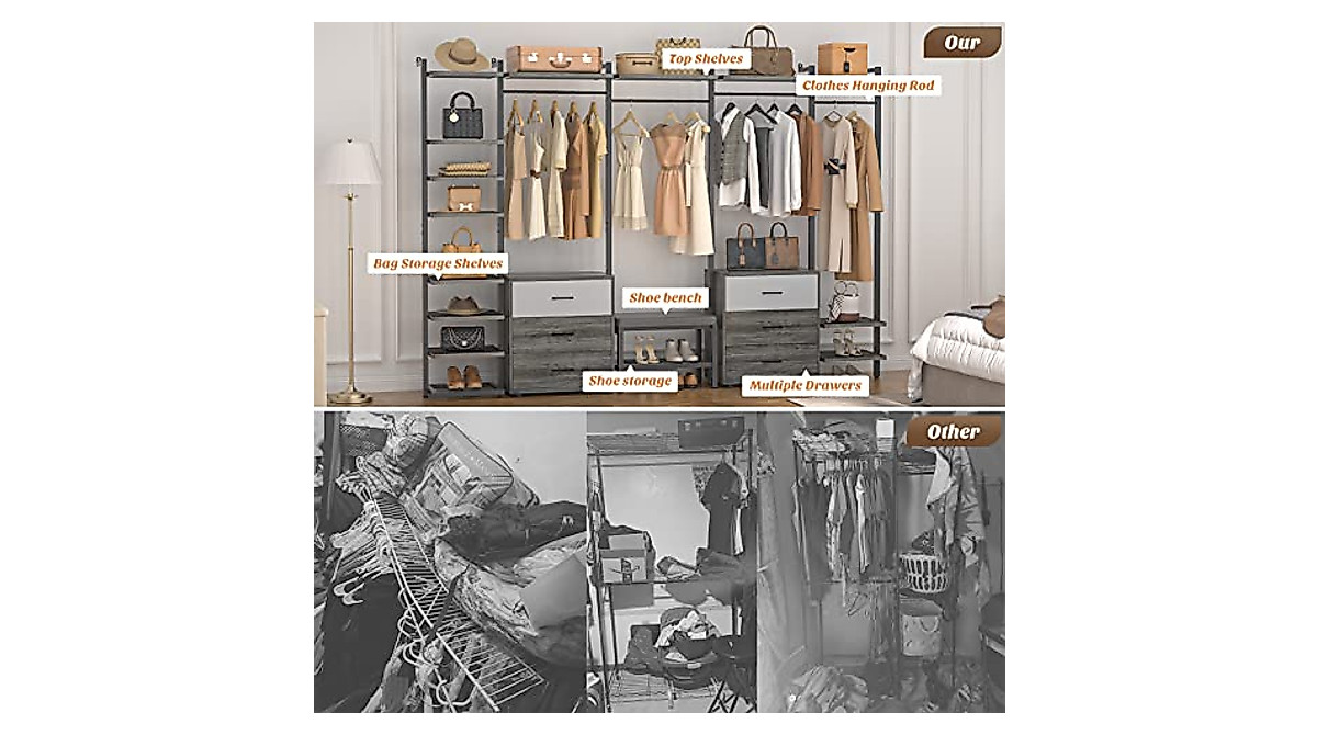 Aheaplus Heavy Duty Closet Organizer & Rack