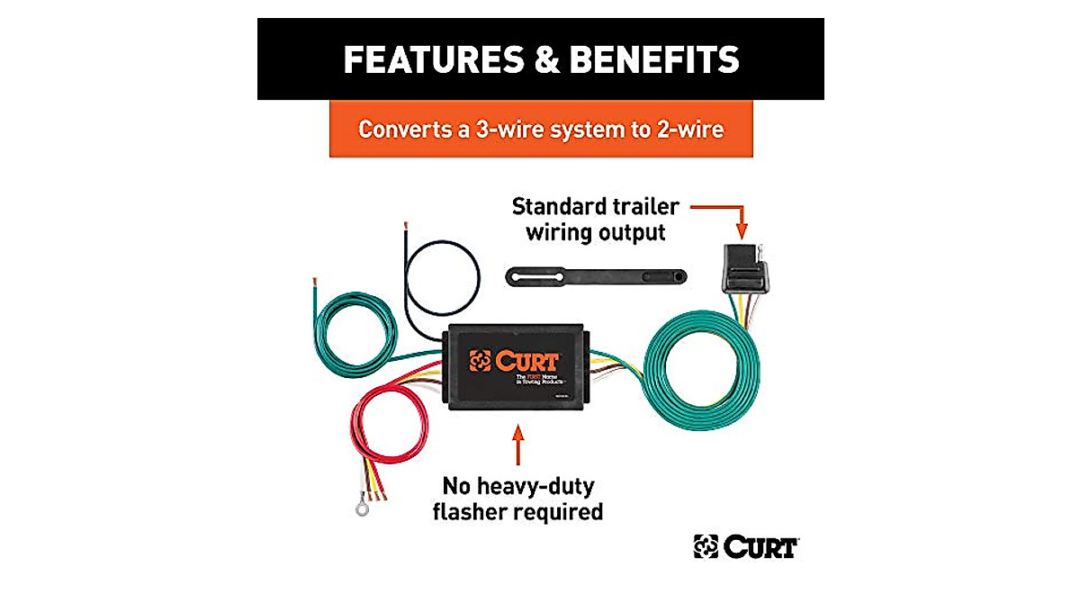CURT 56190 3-to-2-Wire Trailer Light Converter