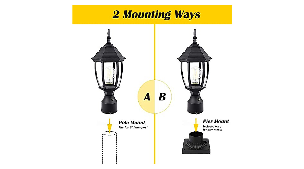 Dusk to Dawn Outdoor Post Light - Waterproof Aluminum