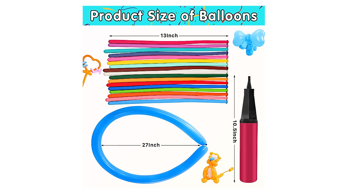 Telodyme 400PCS Long Balloons,Assorted Color Twisting Animal Balloons ...