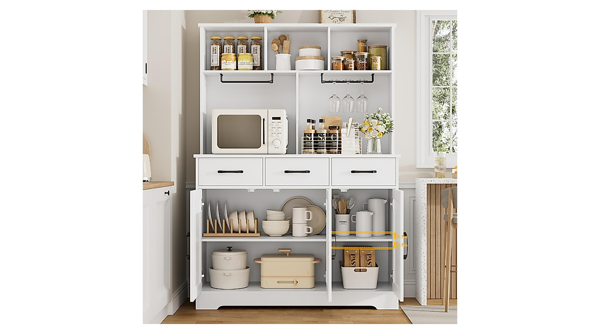 HOSTACK Buffet Cabinet with Hutch - Modern Farmhouse Kitchen Storage