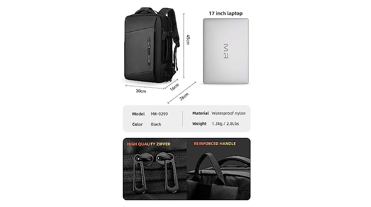 Laptop Backpack Mark Ryden 17.3 Inch Waterproof Carry-On for Men