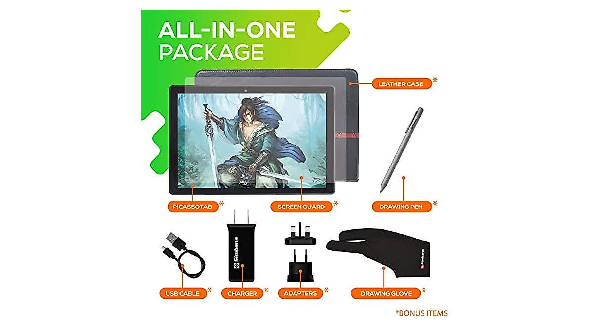 Simbans PicassoTab Drawing Tablet for Beginners - 10 Inch Screen