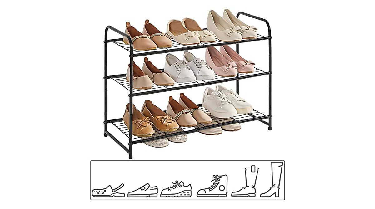 YMYNY Adjustable 3-Tier Shoe Rack - Space-Saving Design