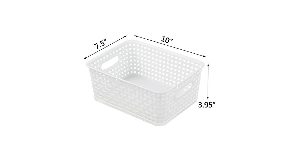 Ponpong Plastic Weave Storage Bins - 6 Pack Rattan Baskets