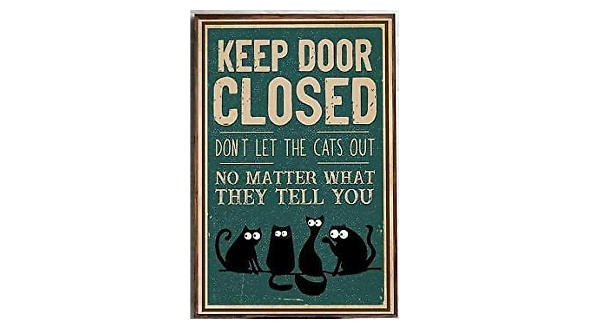 Funny Cat Personalized Wall Sign - Keep Cats Inside