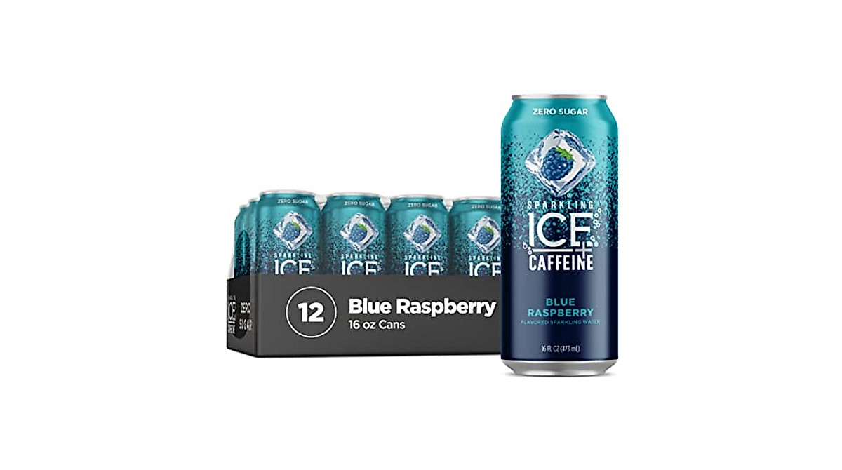 Sparkling Ice +Caffeine Blue Raspberry Water | Zero Sugar, 16oz