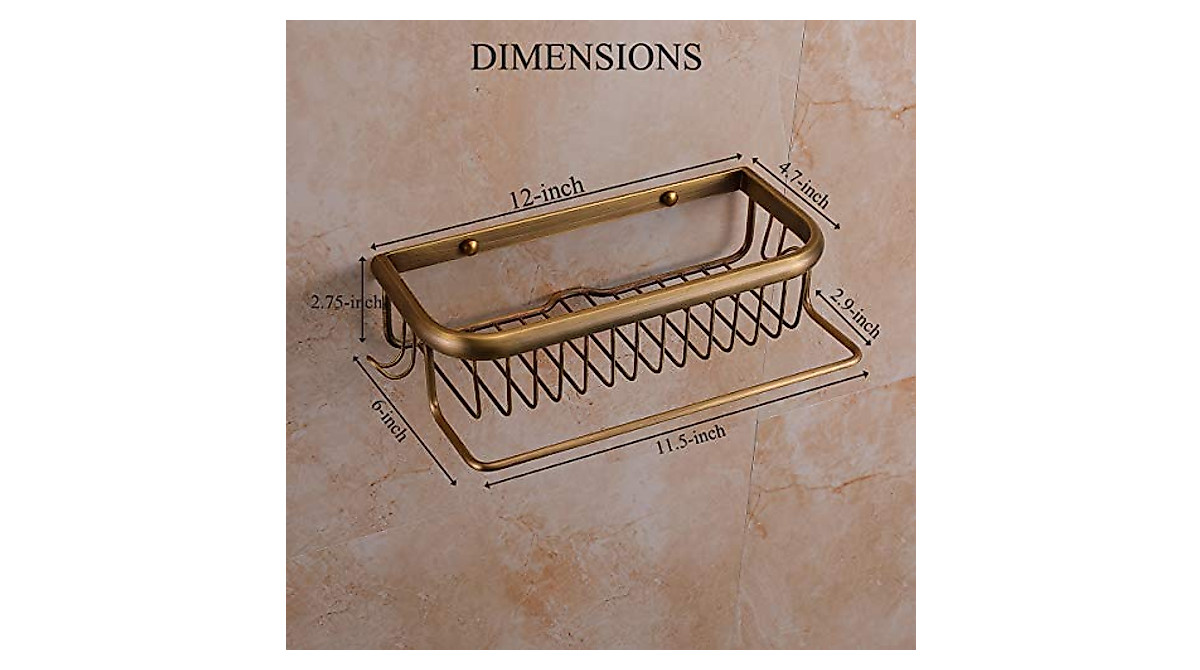 VINSNI Antique Brass Shower Shelf - Space Saving Organizer