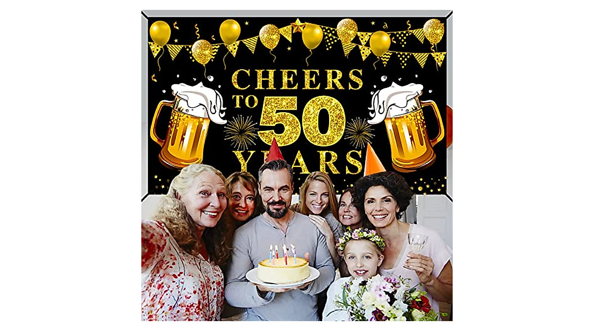 Cheers to 50 Years Banner - Elegant 50th Birthday & Anniversary Decor