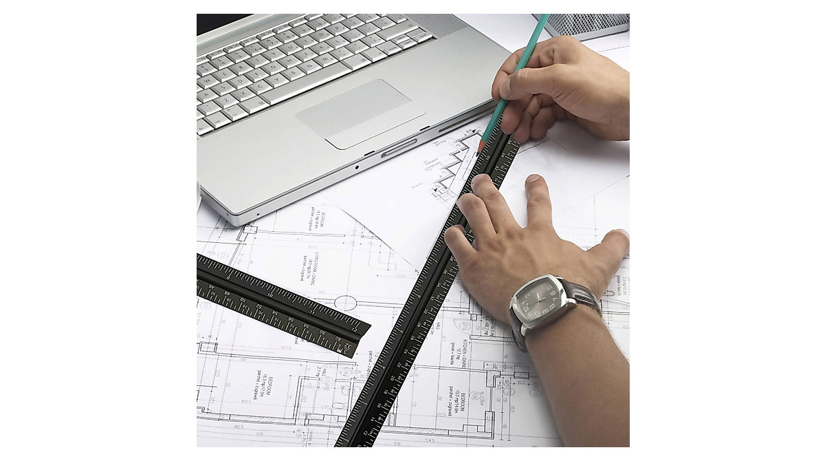 Architectural Scale Ruler 12'' for Blueprints & Engineering Drafting