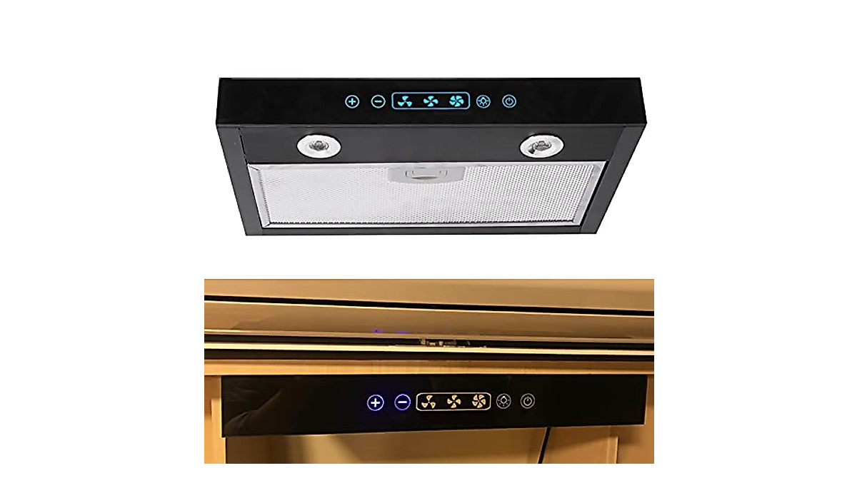 12V RV Under Cabinet Range Hood: 3-Speed, LED, Touch Screen