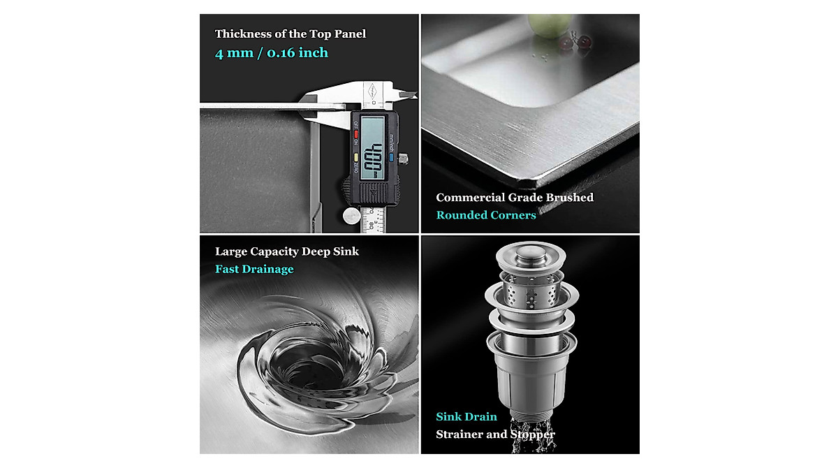 Durable Stainless Steel Laundry Utility Sink with Washboard