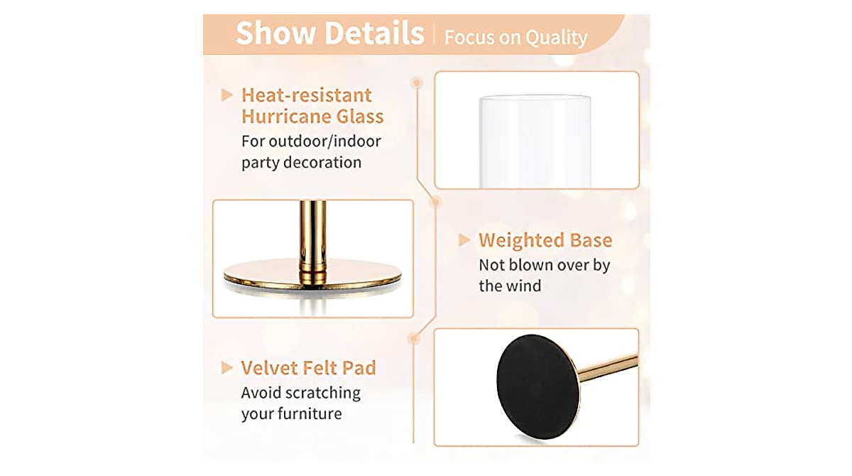 Elegant Nuptio Gold Hurricane Candle Holder Set of 3