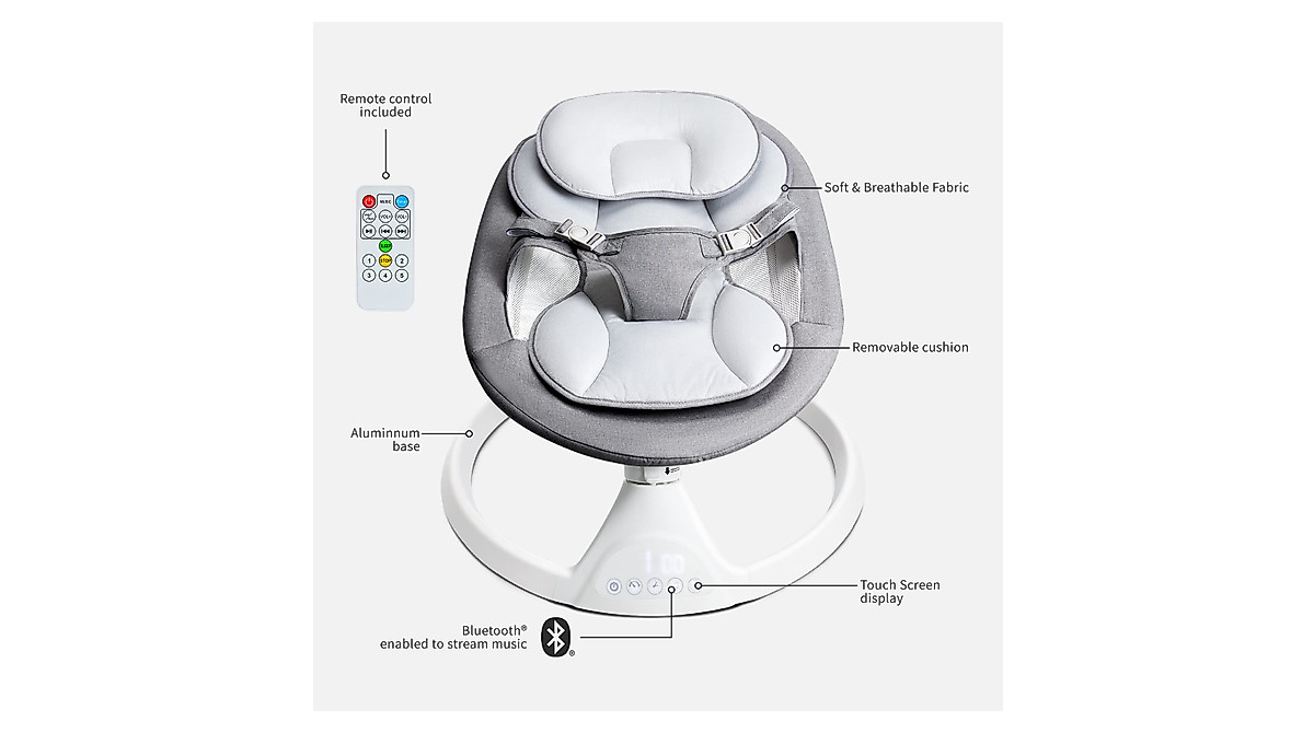 Lupfung Baby Swing: Bluetooth Rocker with 5 Motions