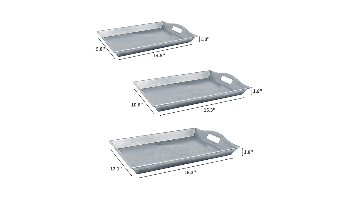 Stylish 3-Piece Nested Serving Trays with Handles