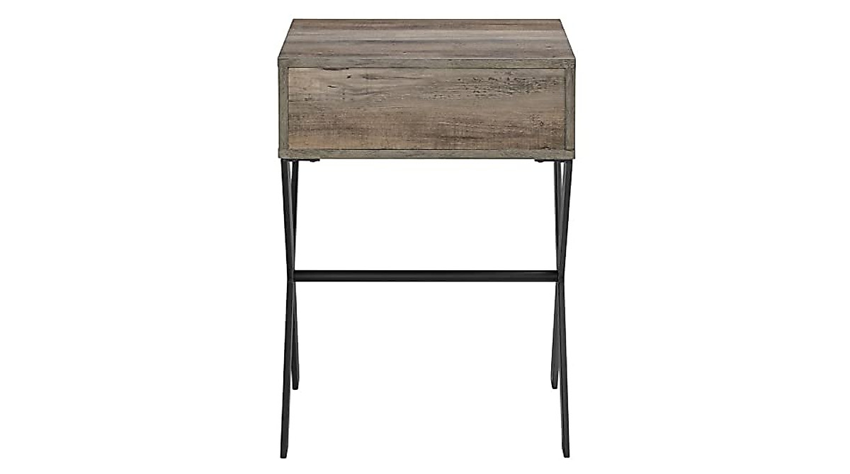 Walker Edison Metal Wood Side Table - Compact Grey Wash Accent