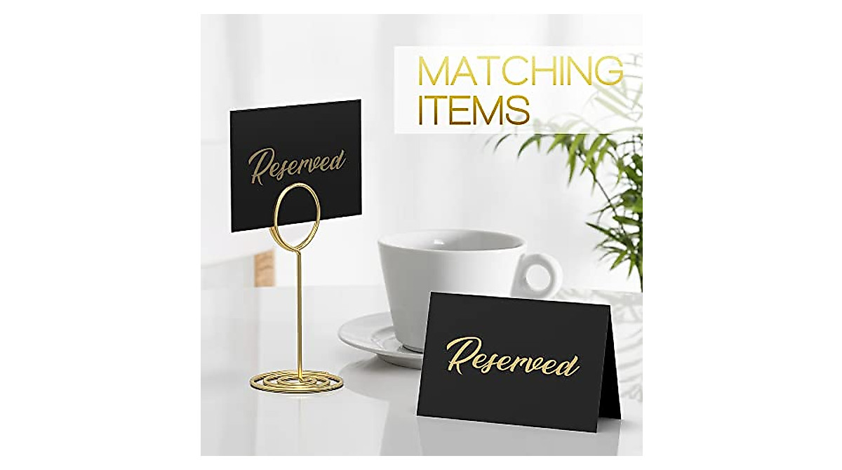 Elegant 10 Pack Black Reserved Table Signs for Weddings