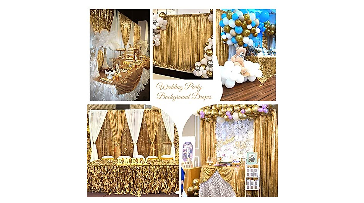 Gold Sequin Backdrop Curtain - Elegant Wedding & Event Decor