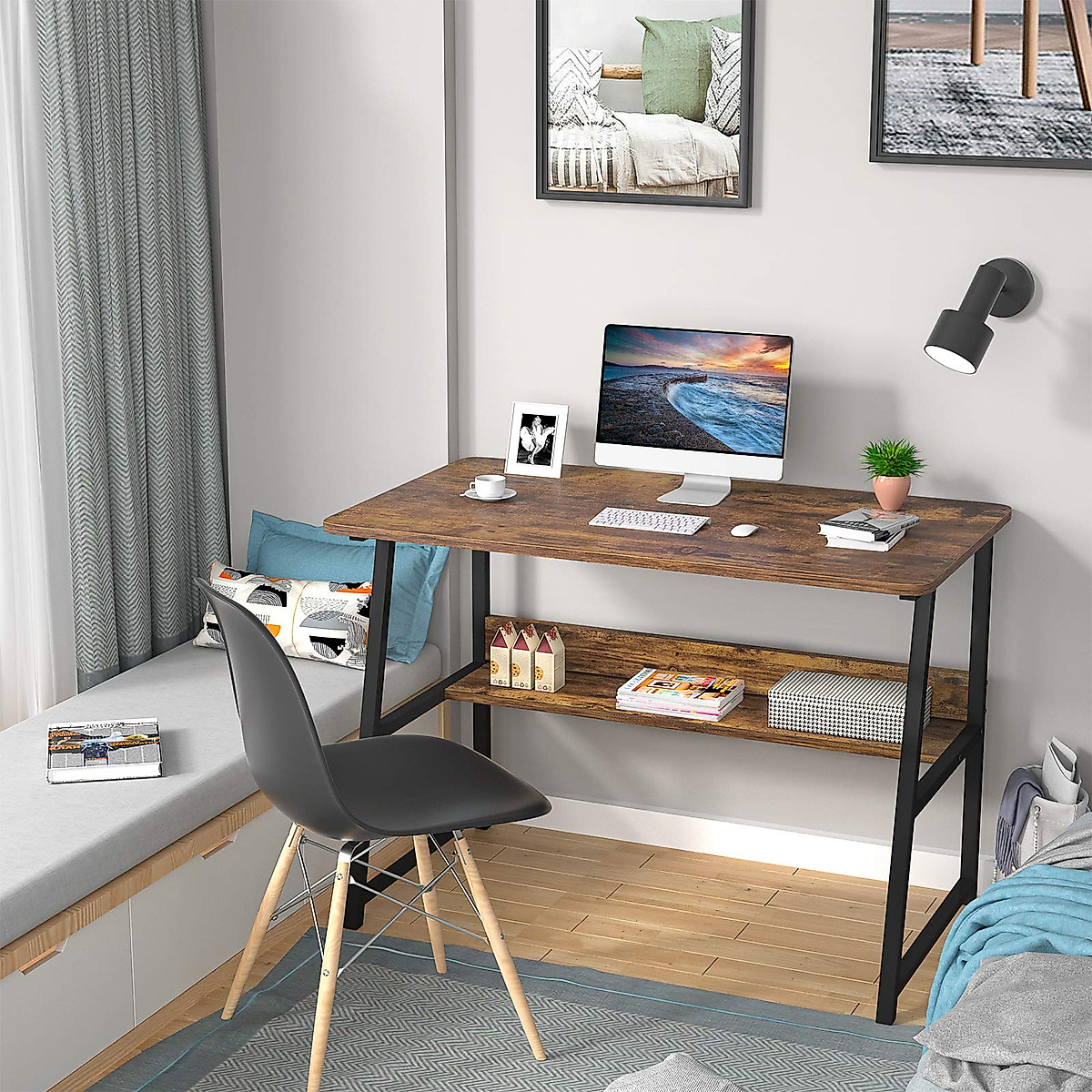 39 Inch Home Office Desk with Bookshelf - Modern & Sturdy