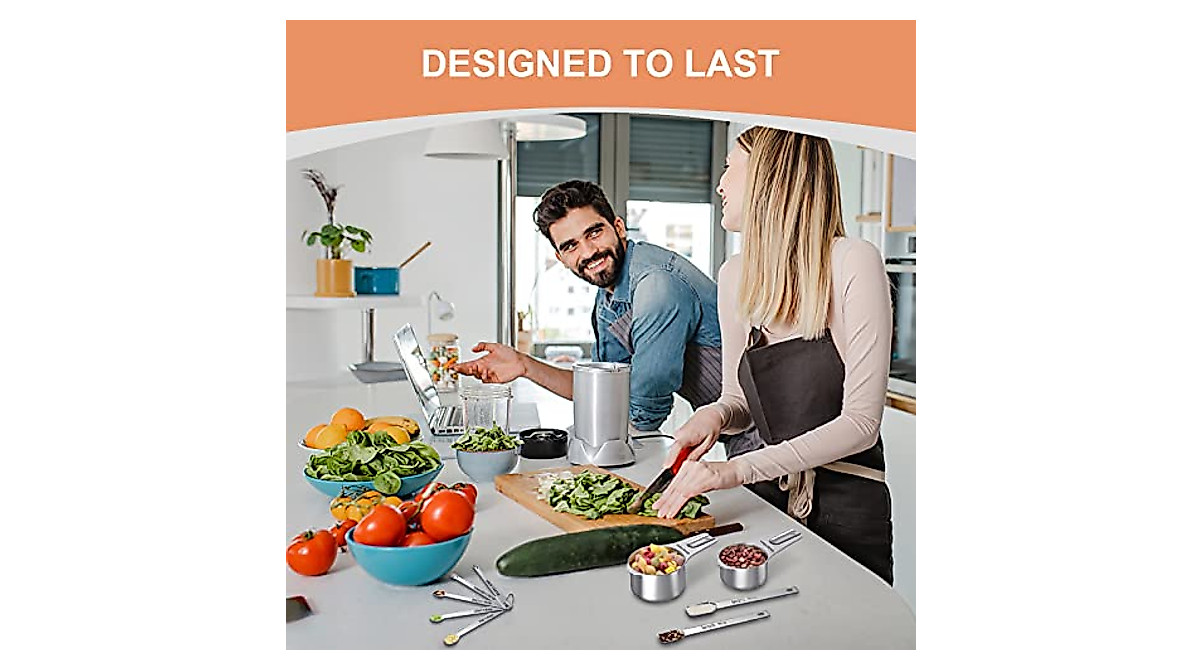 Stainless Steel Measuring Cups & Spoons Set - 20 Pieces