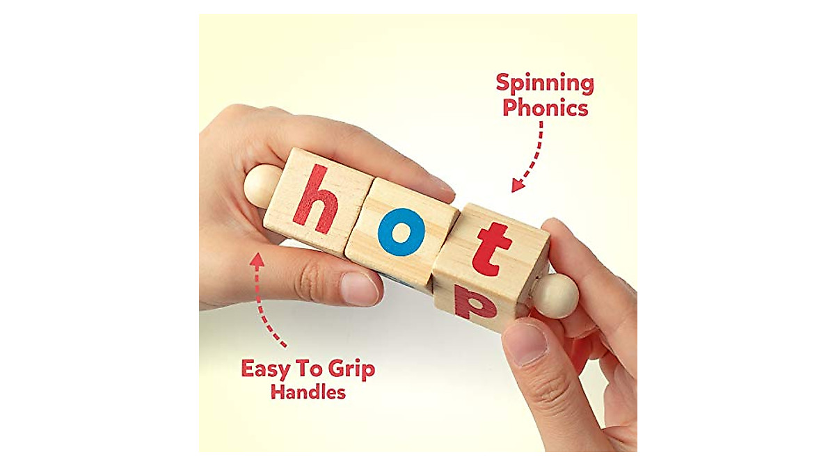 Coogam Wooden Reading Blocks - Fun Spelling Games for Kids