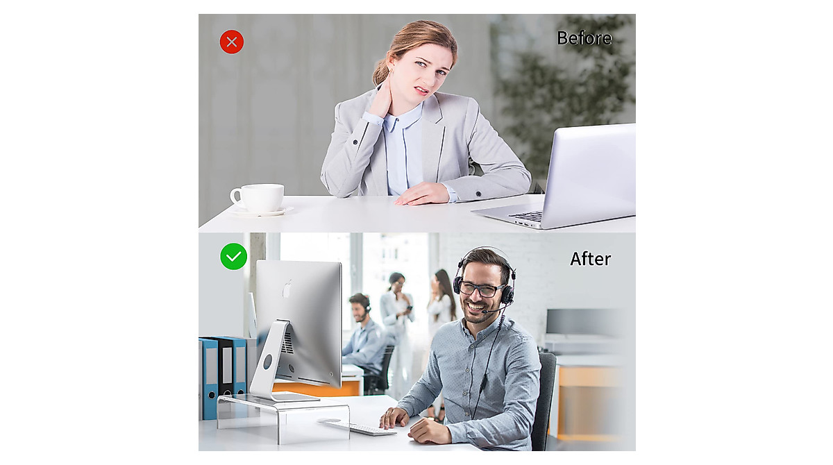 Beimu Acrylic Monitor Stand Riser for Ergonomic Desk Setup