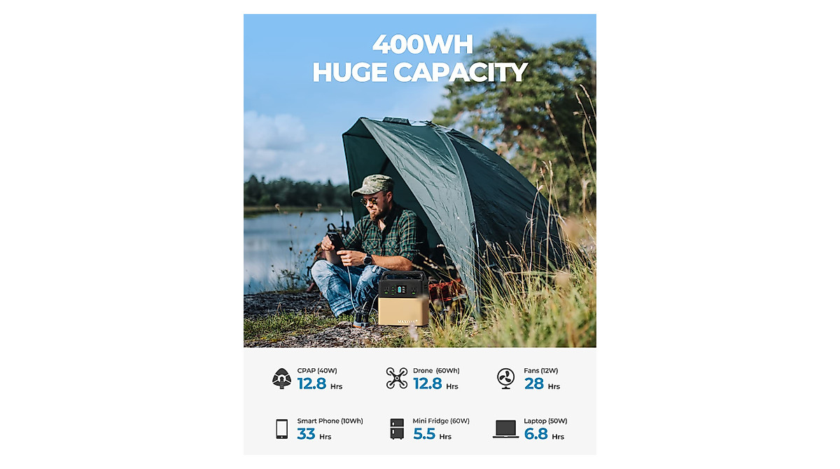 BLUETTI Portable Power Station EB40 - 400Wh Backup for Camping & Emergency