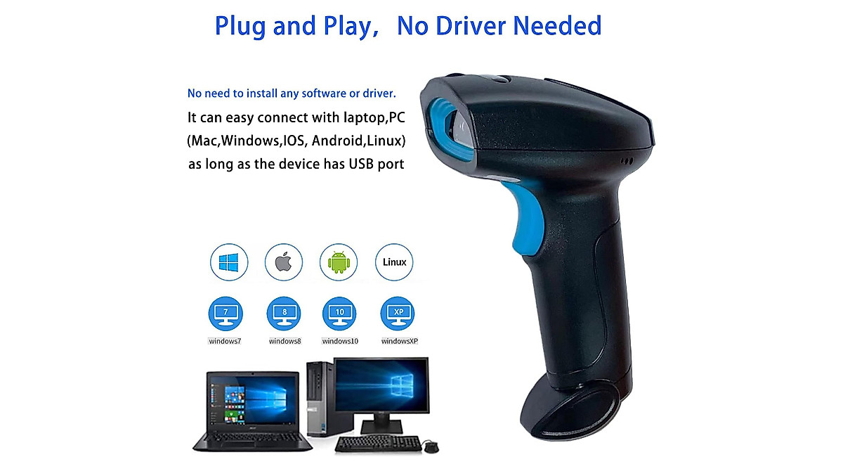 Wireless Bluetooth 2D QR Code Scanner for POS & Inventory
