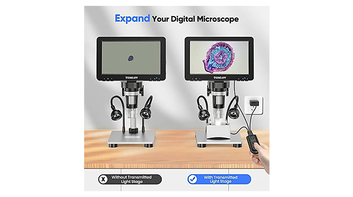 TOMLOV Universal Microscope Bottom Light & LED Slides Kit