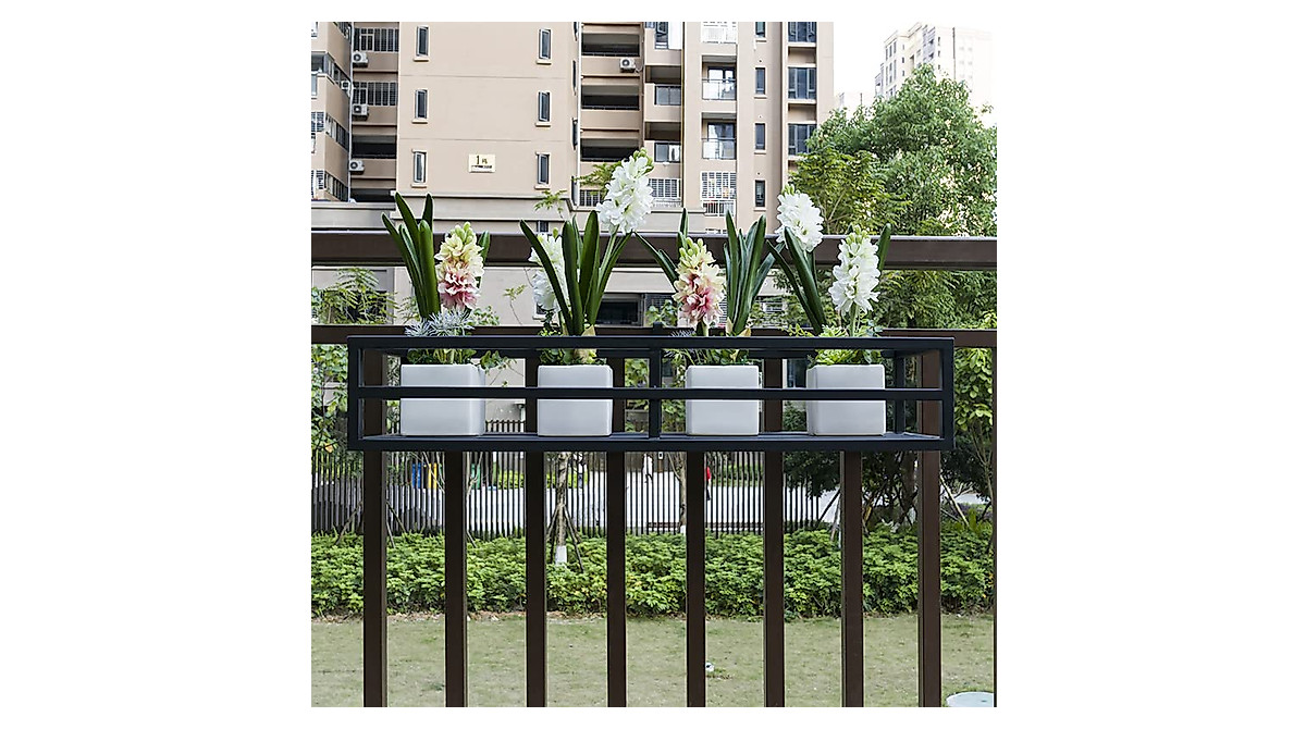 Stylish 31.5-inch Iron Hanging Flower Rack for Balconies & Gardens