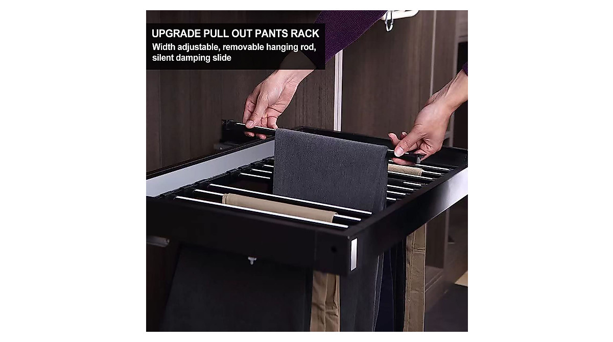 Space-Saving Pull Out Pants Rack for Closet