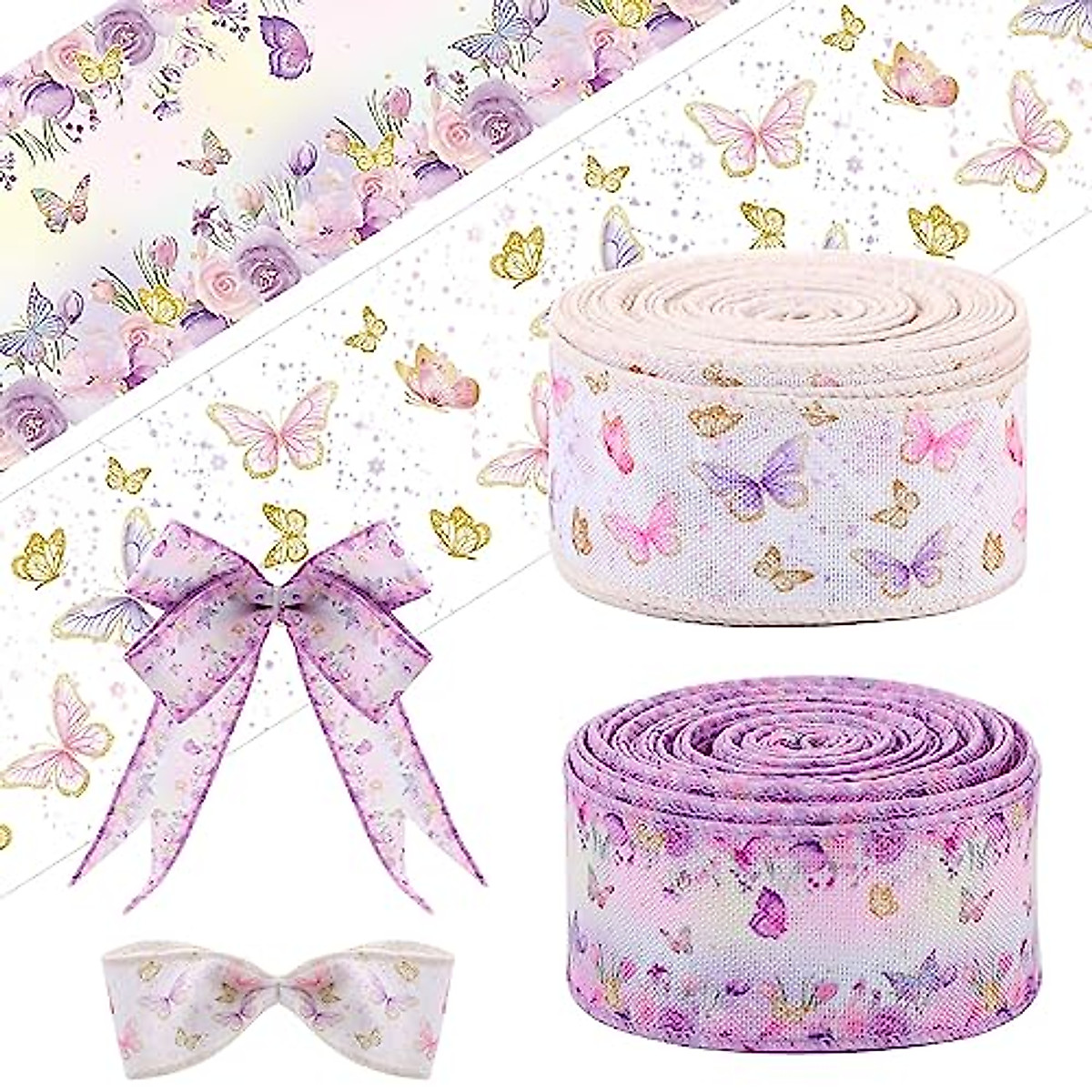 Tigeen Butterfly Ribbons 20 Yards for Baby Shower & Craft Decor