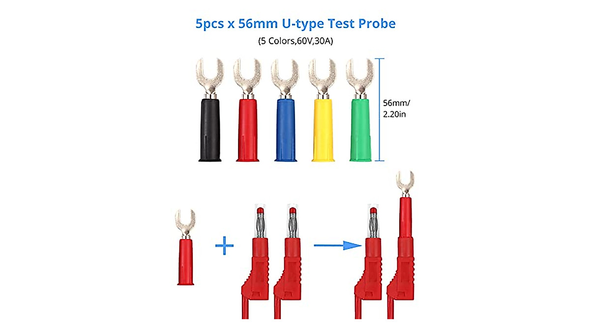 Camway Insulated Banana Plug Test Leads Kit for Multimeter Safety