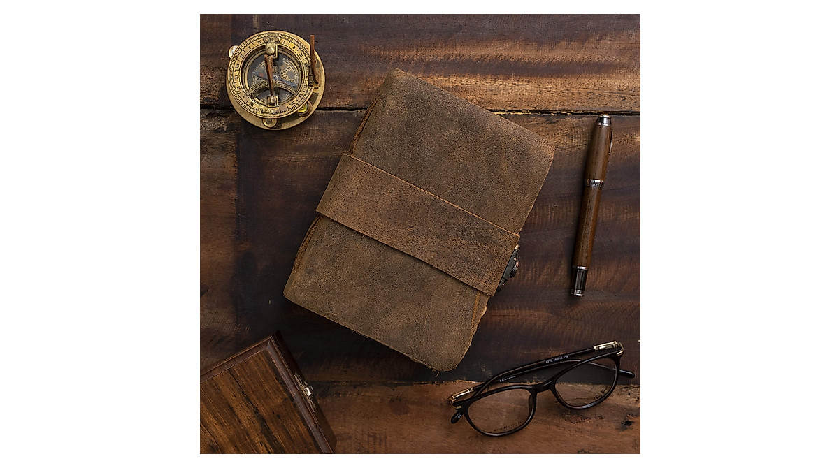 NomadCraftsCo Vintage Leather Journal with Lock - 240 Pages of Antique ...